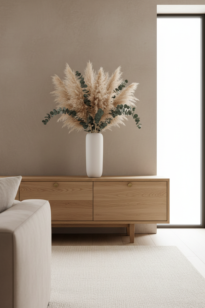 Große Deko-Vase Wohnzimmer – Moderne Bodenvase für Trockenblumen & Pampasgras