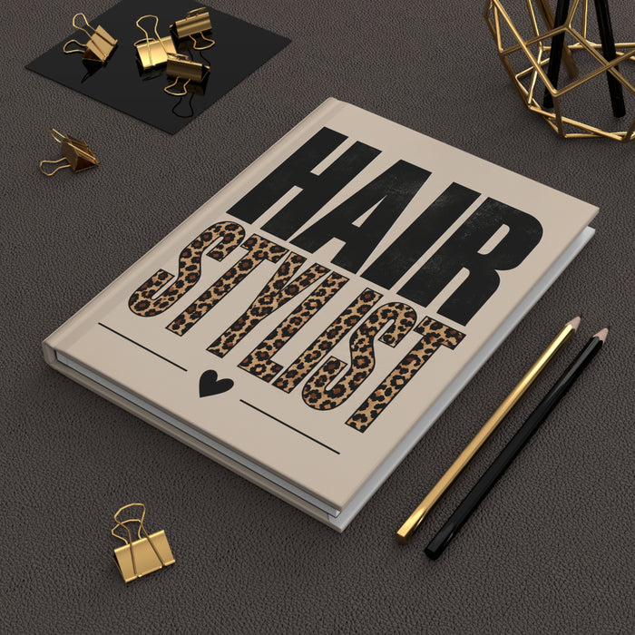HAIR STYLIST Leopard Accent Hardcover Journal | Lined Notebook