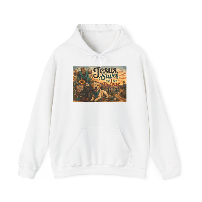 Jesus Saves Rescue Dogs Hoodie | Vintage Dog Rescue Faith Design
