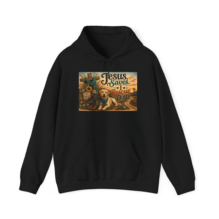 Jesus Saves Rescue Dogs Hoodie | Vintage Dog Rescue Faith Design