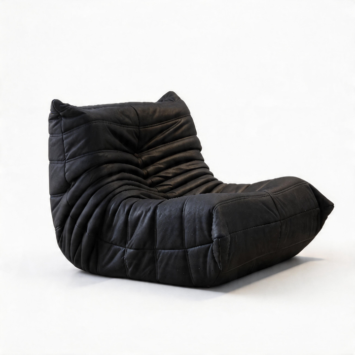 Low profile modular lounge sofa module in black upholstery
