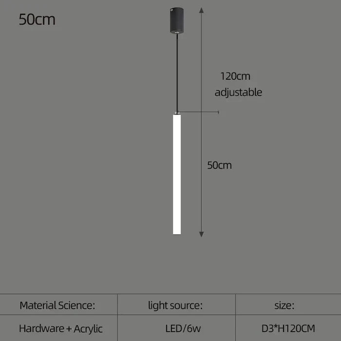 1 lights 50cm / Warm light / Black lamp body