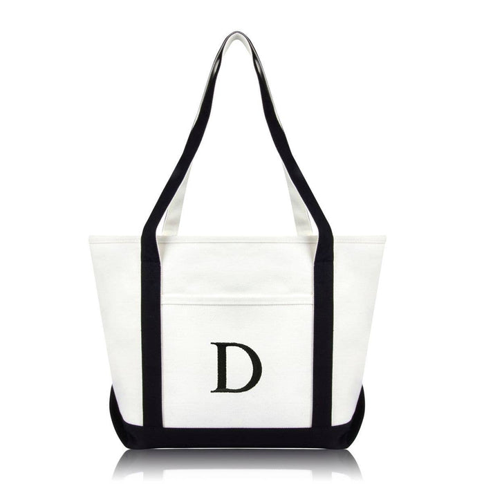 Personalized Navy Tote Bag with Initial