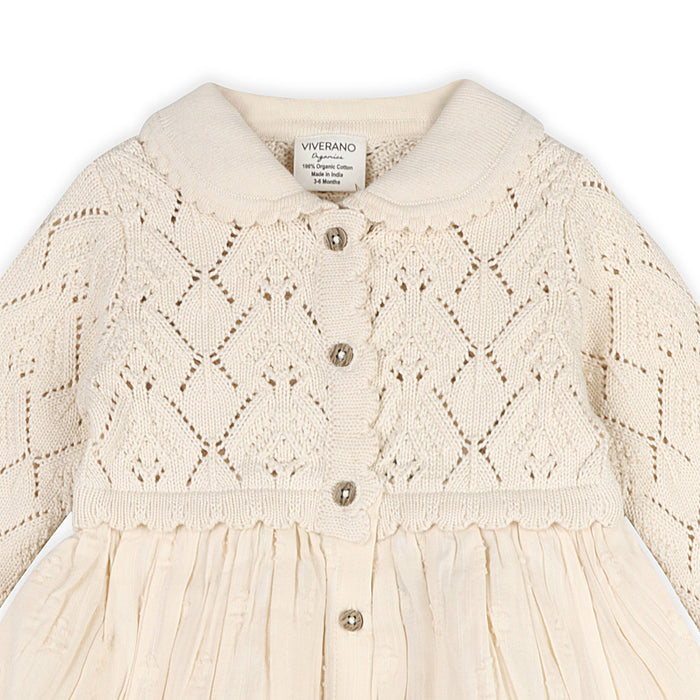 Phoebe Pointelle Knit Sweater Baby Dress (Organic Cotton)