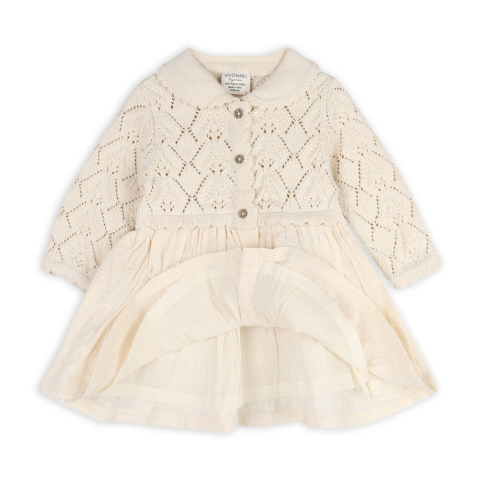 Phoebe Pointelle Knit Sweater Baby Dress (Organic Cotton)