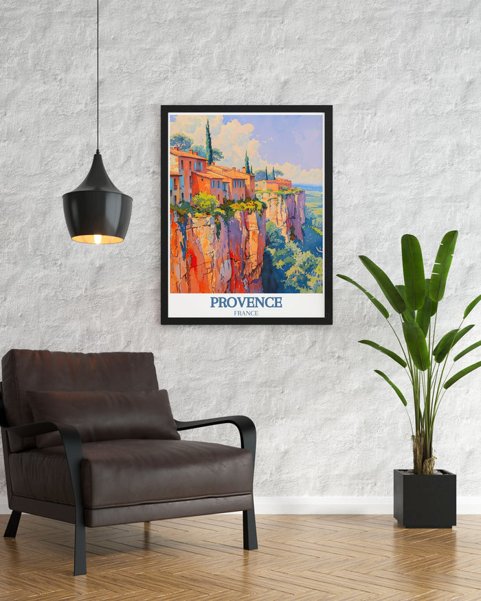 Provence   Posters - Roussillon and Ochre Village  Home Decor - France  Art