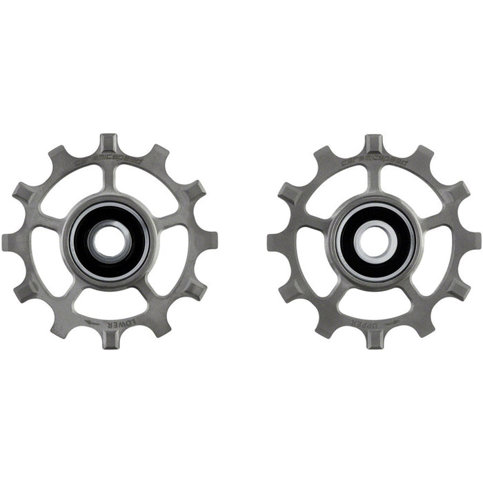 Pulley Wheels for SRAM AXS Road 12-Speed - 12 Tooth, Coated Races, Titanium, Raw