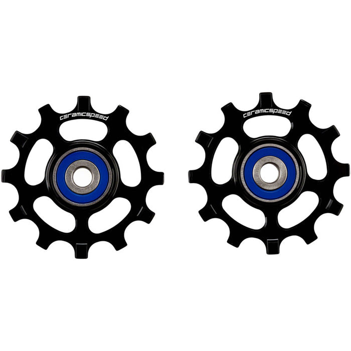 Pulley Wheels for Shimano 11-Speed - 12 Tooth Narrow Wide, Coated Races, Alloy, Black