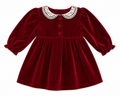 Red Velvet Long Sleeve Baby Girl Dress