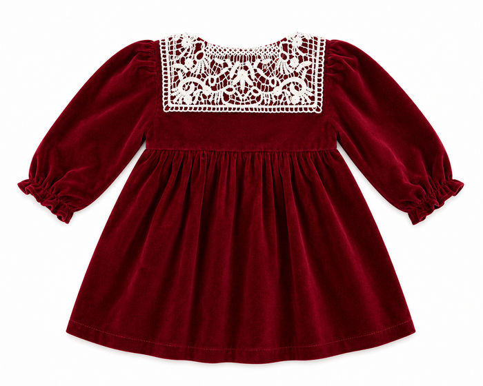 Red Velvet Long Sleeve Baby Girl Dress