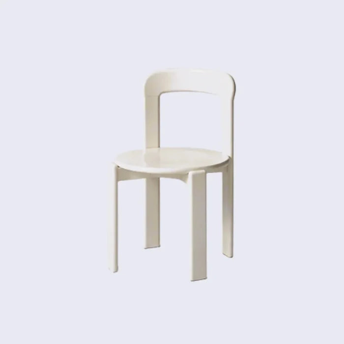 Rounded Wooden Dining Chair Off White 1-Piece