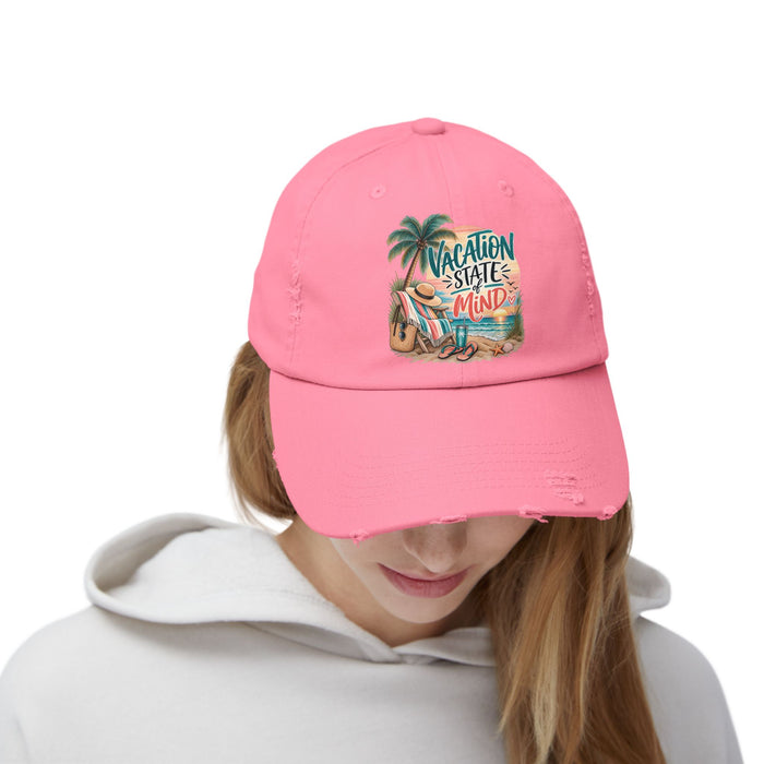 Vacation State of Mind Cap  Beach Palm tree Sunset Hat