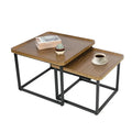 Walnut-Finish Nesting Coffee Table Set with Steel Frames — view 1